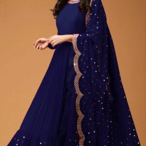 Royal Blue Anarkali Suit with Mirror Work | Designer Party Wear Dress – ClothCollection